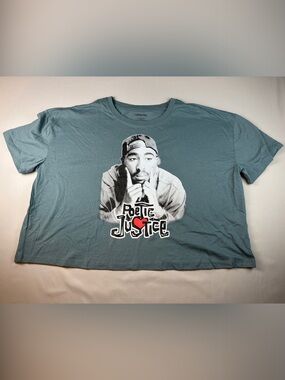 Chemistry 2pac Women’s Shirt Slate Blue Crop Top Poetic Justice Short Sleeve